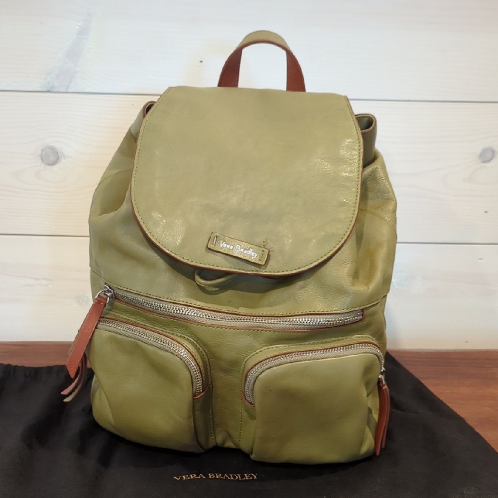 Vera Bradley Olive Green Gallatin Leather Backpack